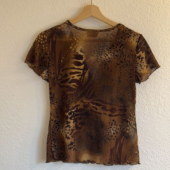 Y2k sheer leopard babydoll blouse - Picture 5 of 8